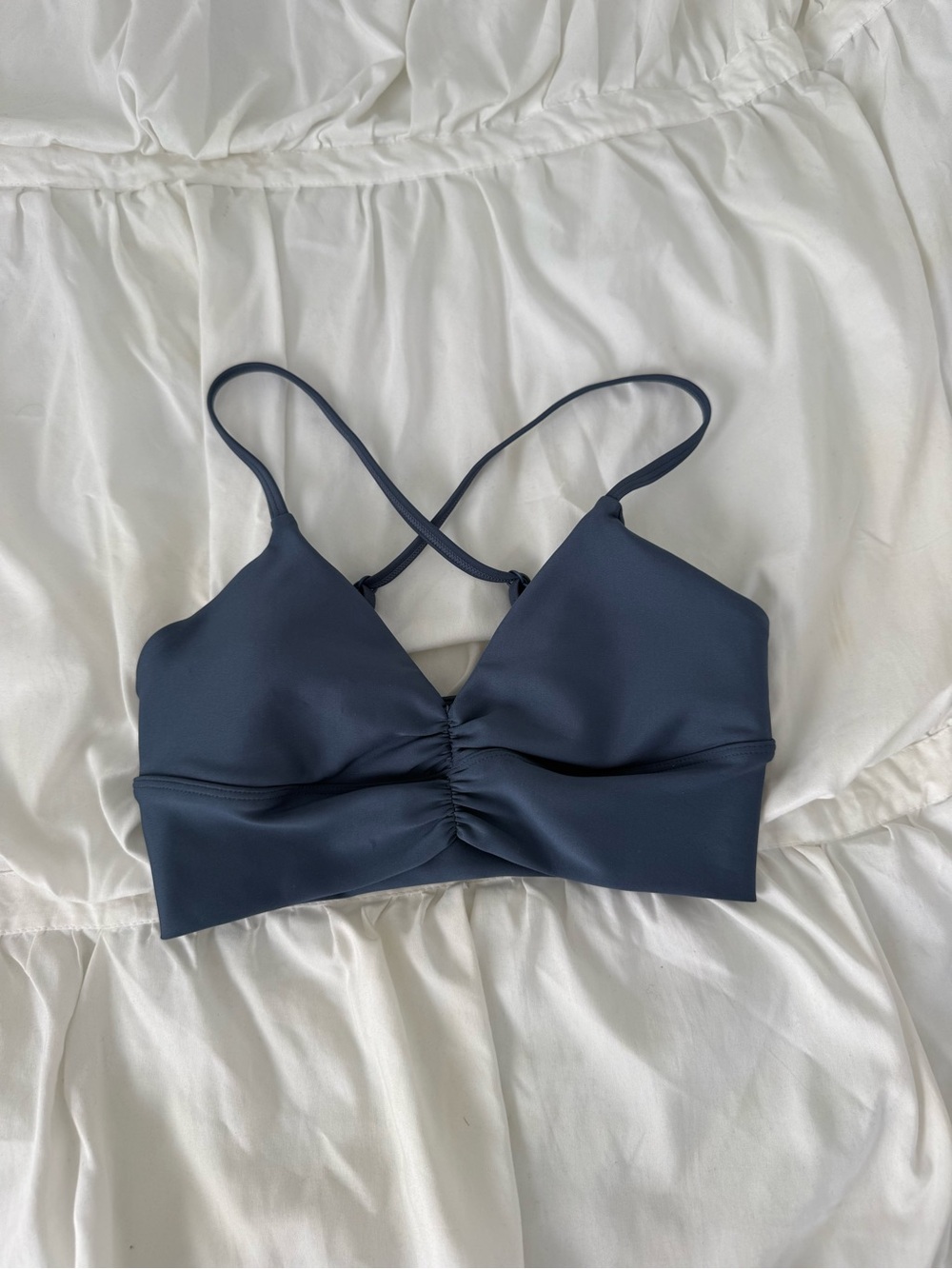 ALO Yoga Deep Navy Gathered Front Crisscross Sports Bra